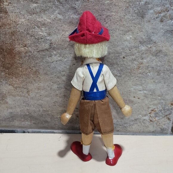 Vintage Wooden Peg Austrian Style Boy Folk Art Doll Figurine - Picture 4 of 11